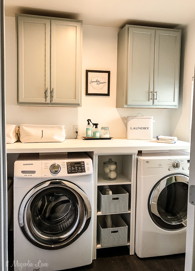 Simple, Functional Laundry Room Cabinet Organization